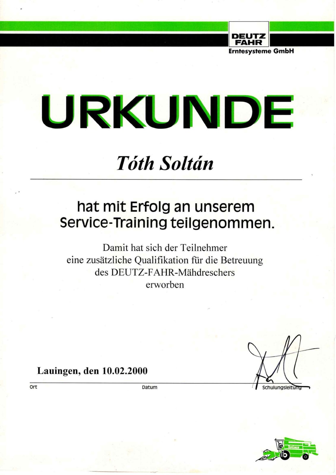 Oklevél / tanúsítvány