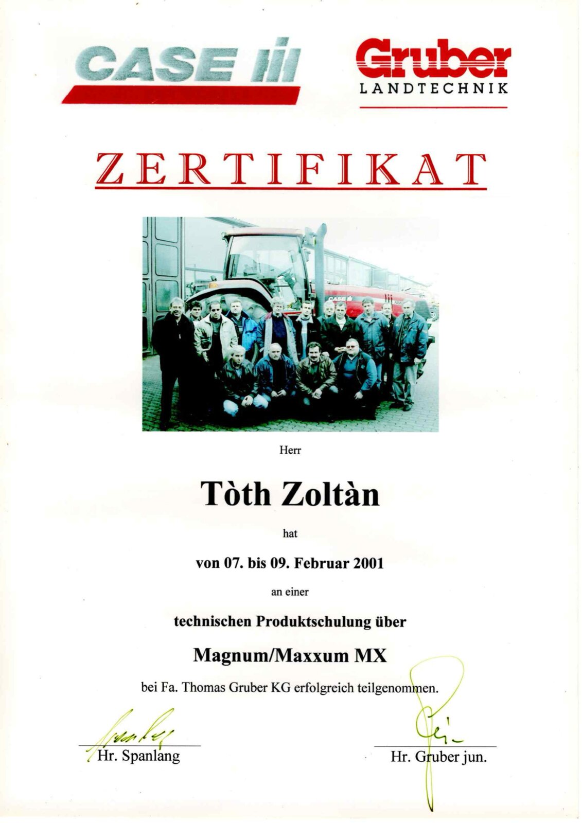 Oklevél / tanúsítvány